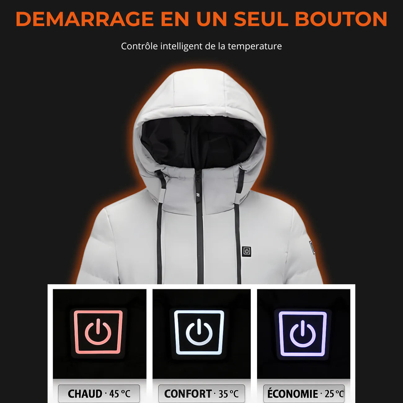 Heated Puffer Jacket with Hood | TrekWard