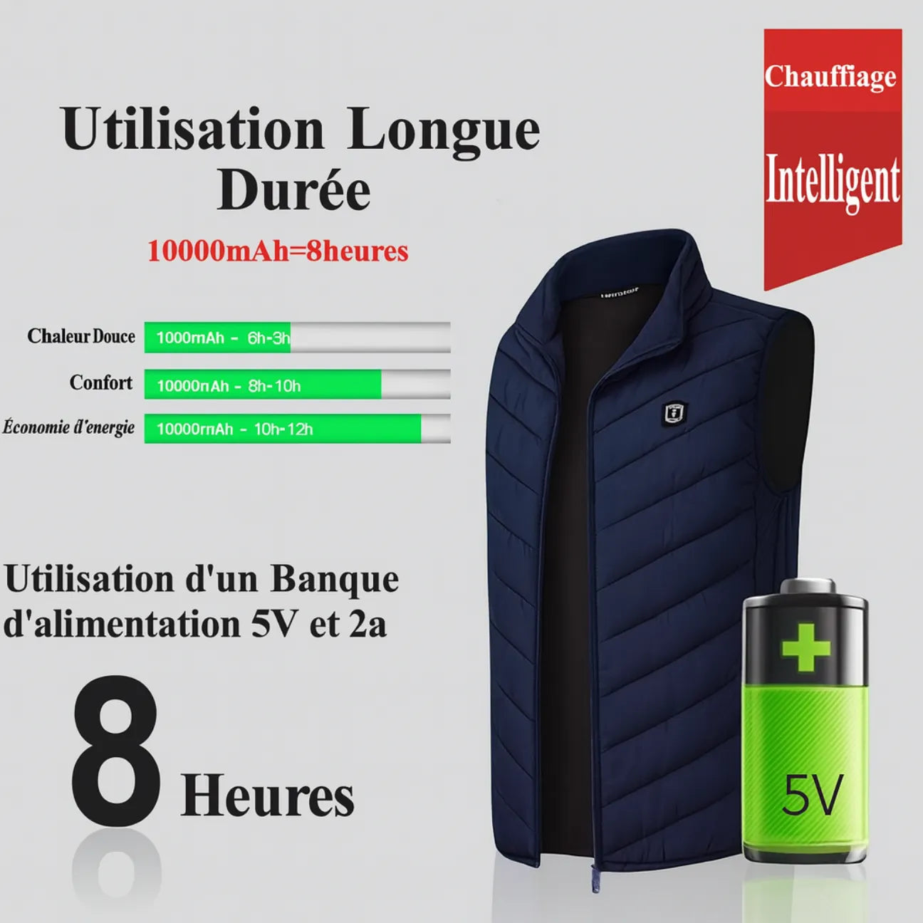 Blue Heated Vest with Battery | TrekWard