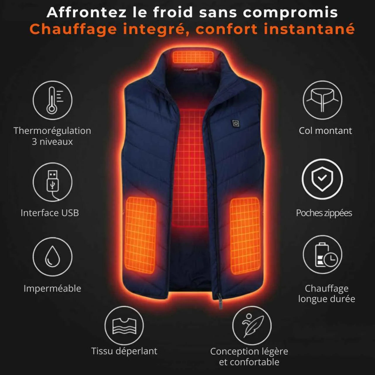 Blue Heated Vest with Battery | TrekWard