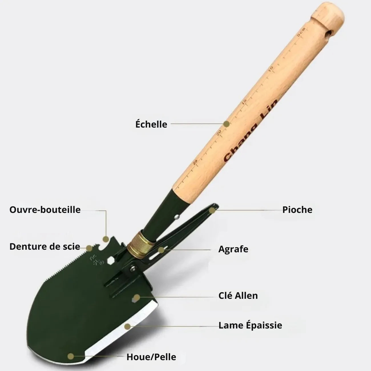 Hiking Folding Shovel with Wooden Handle | TrekWard