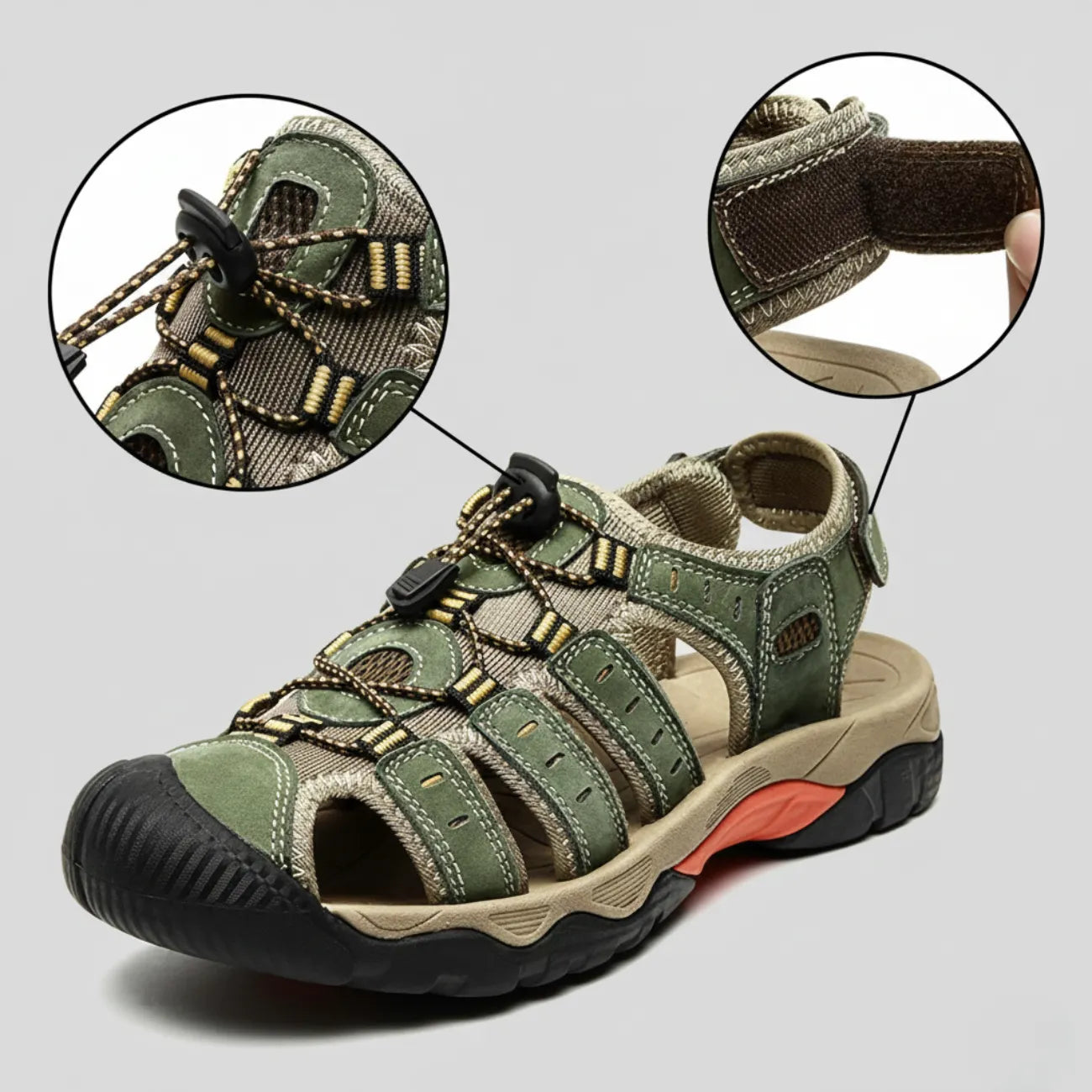 Leather Hiking Sandals with Grip Sole | TrekWard