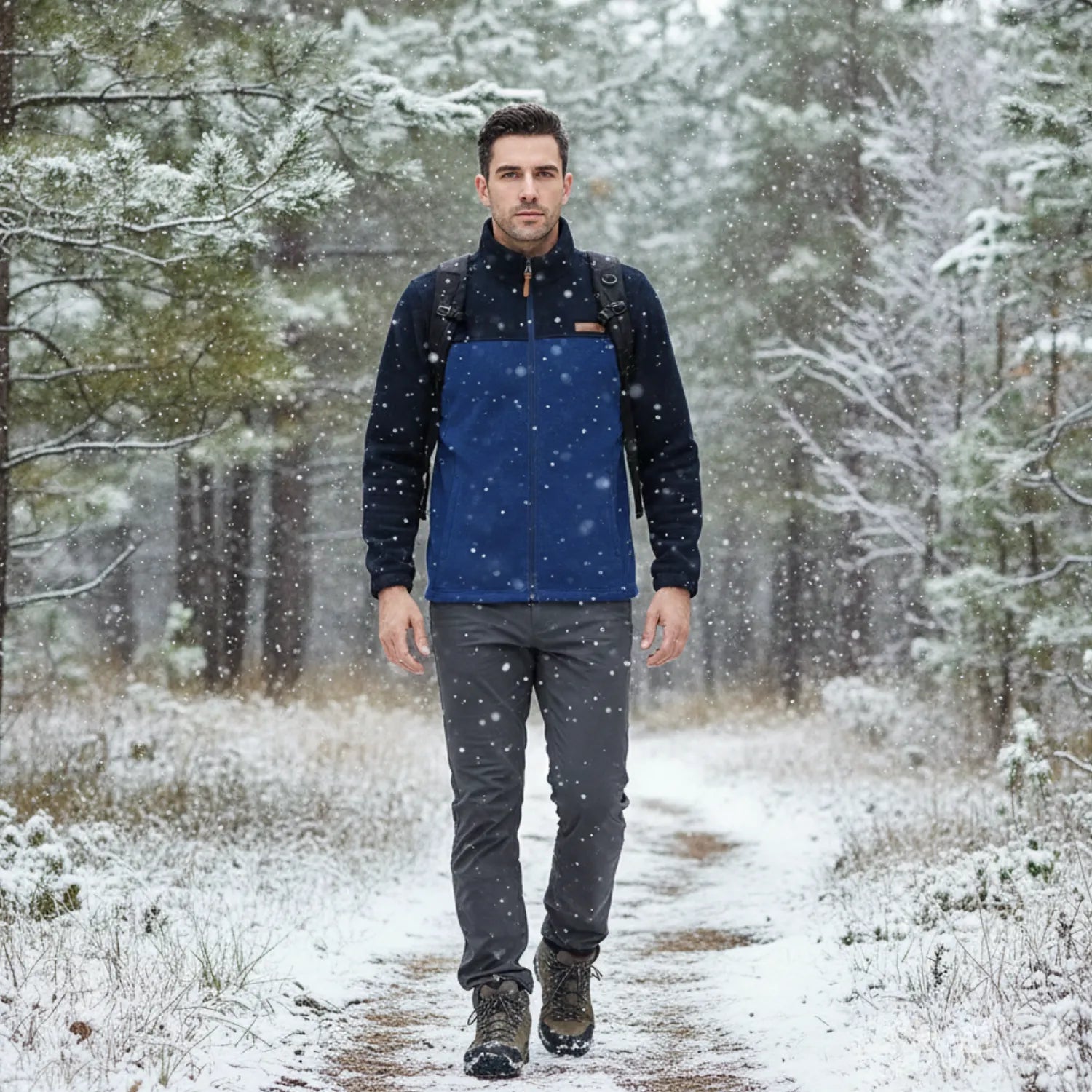 Men's Fleece Jacket Patchwork | TrekWard