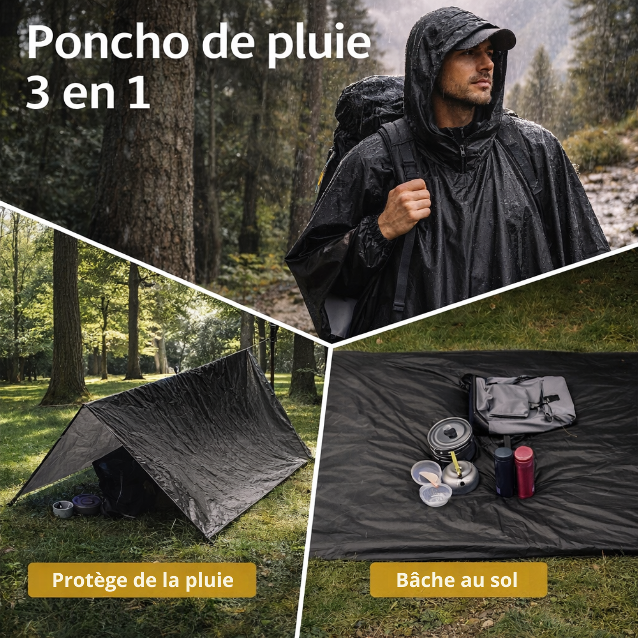 Rain Poncho 3 in 1 | TrekWard