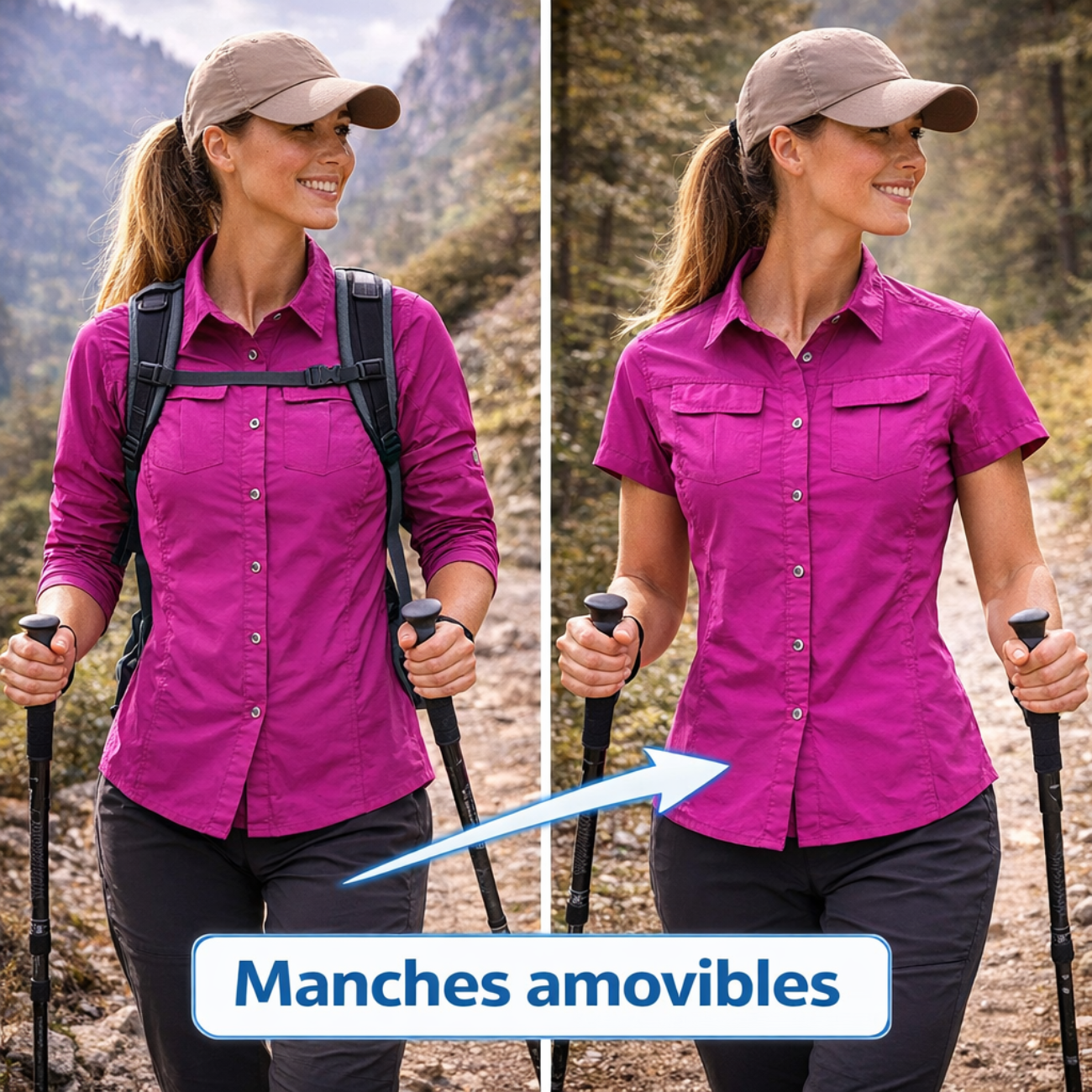 2 in 1 Hiking Hemd Zip Off Sleeves | TrekWard
