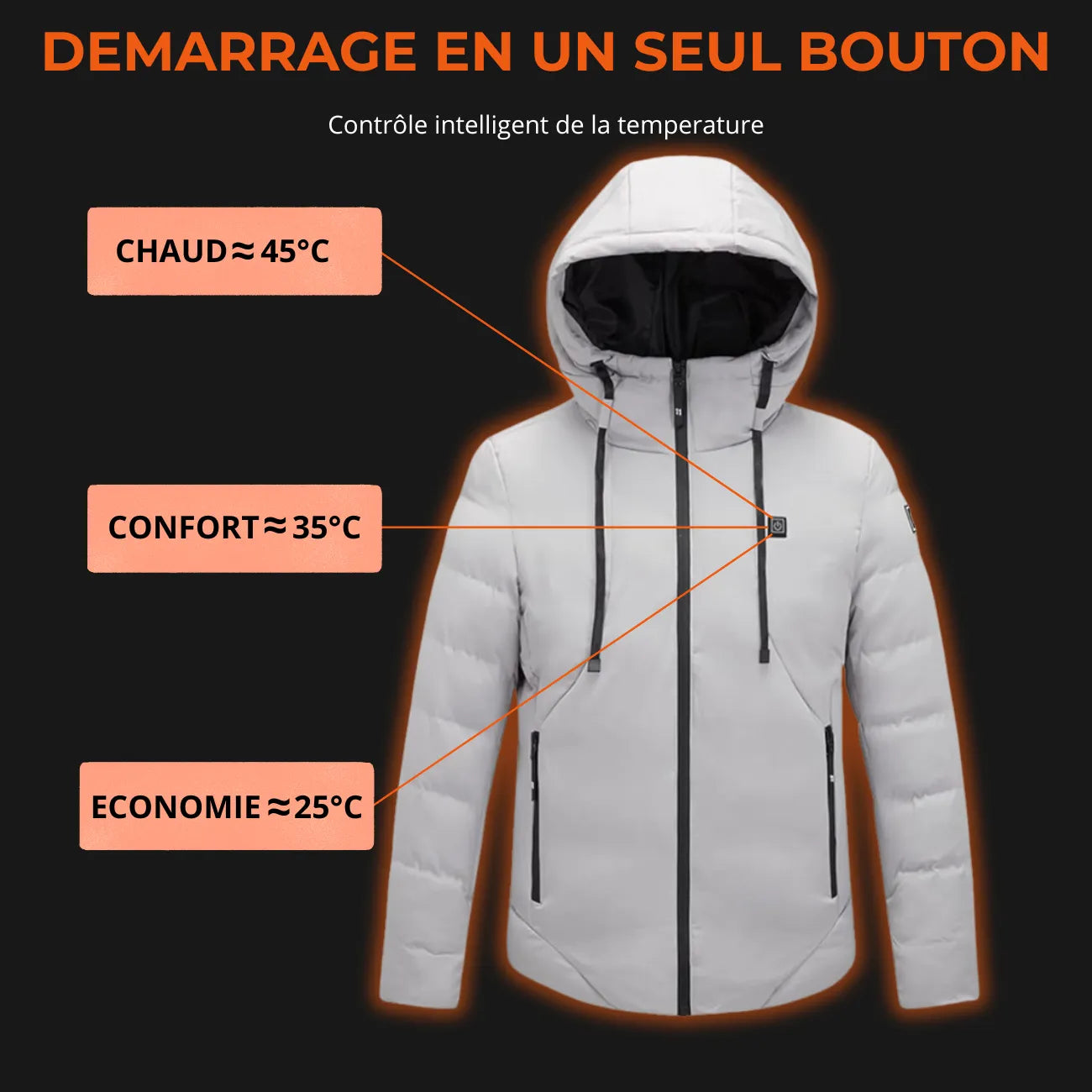 Heated Puffer Jacket with Hood | TrekWard