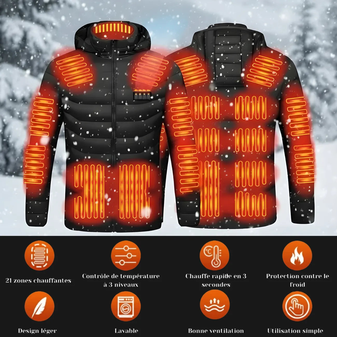 USB Heated Puffer Jacket with Hood | TrekWard