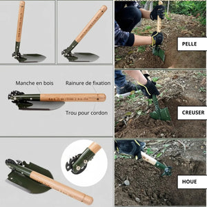 Hiking Folding Shovel with Wooden Handle | TrekWard