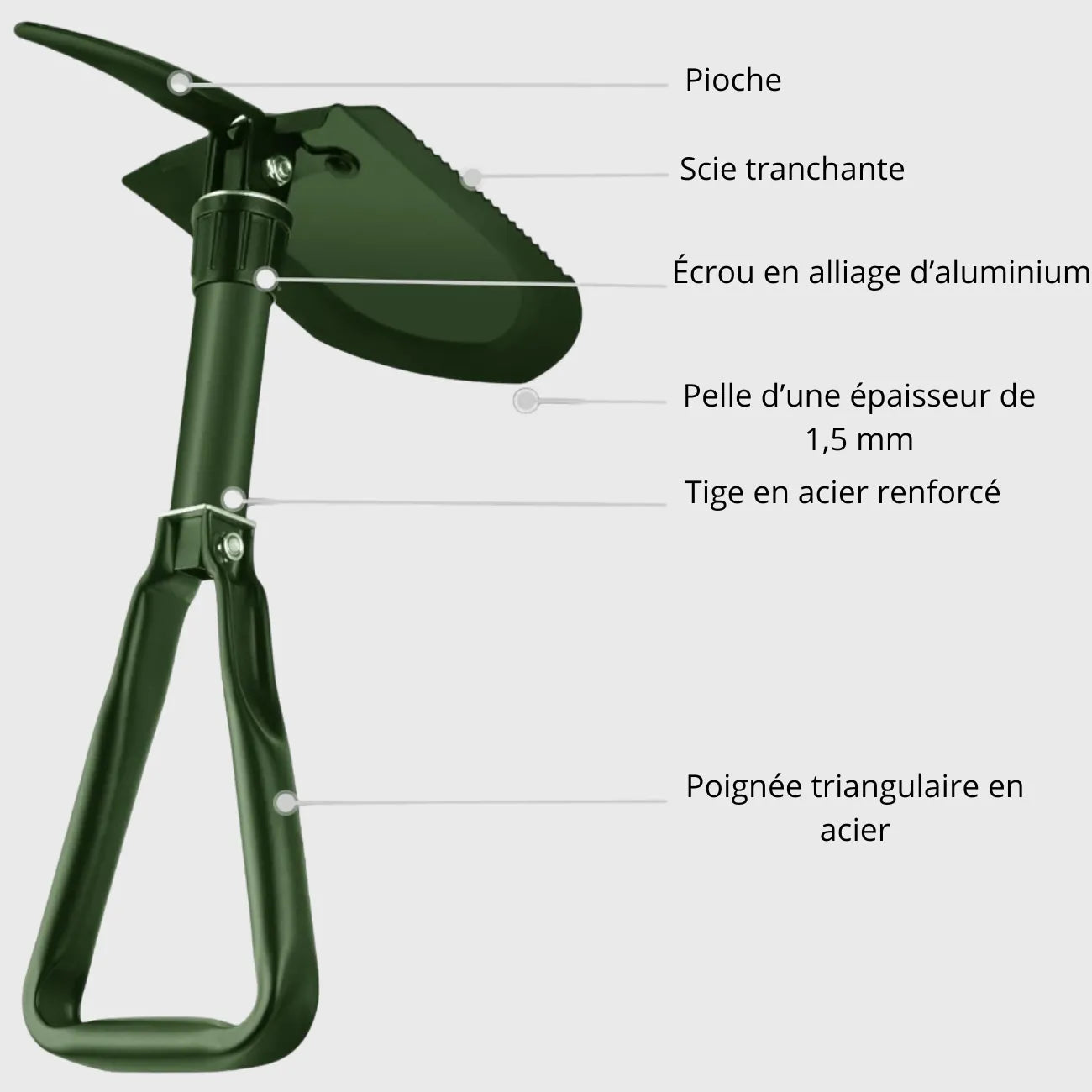 Folding Shovel 4 in 1 Steelblatt | TrekWard
