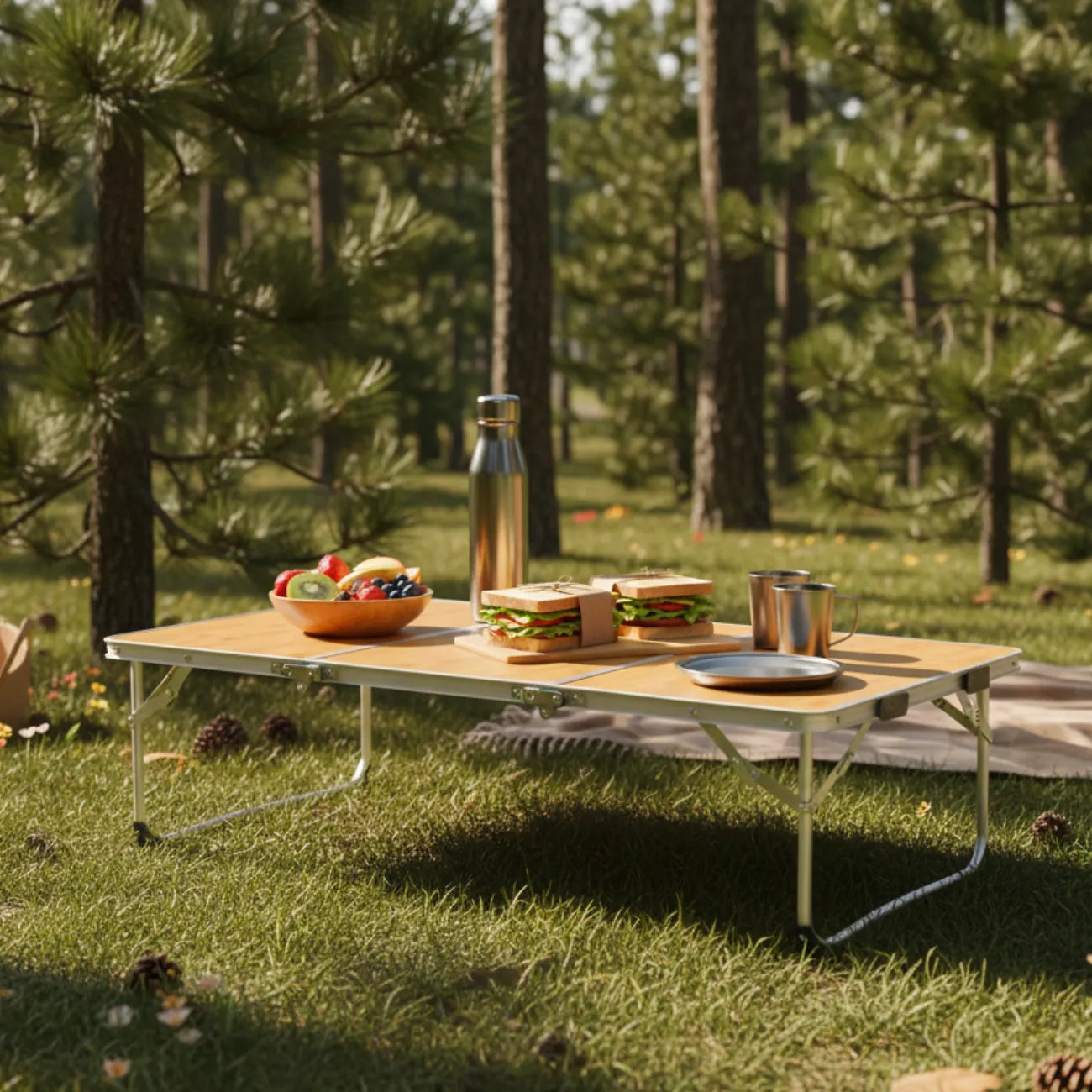 Folding Bamboo Camping Table | TrekWard
