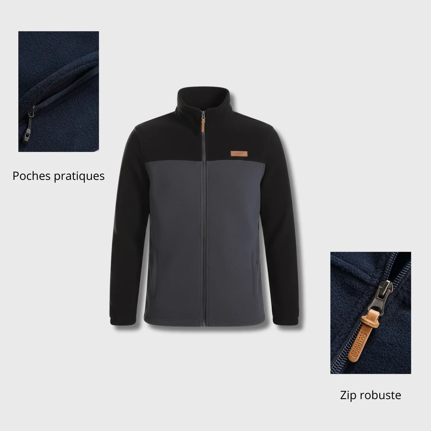Men's Fleece Jacket Patchwork | TrekWard