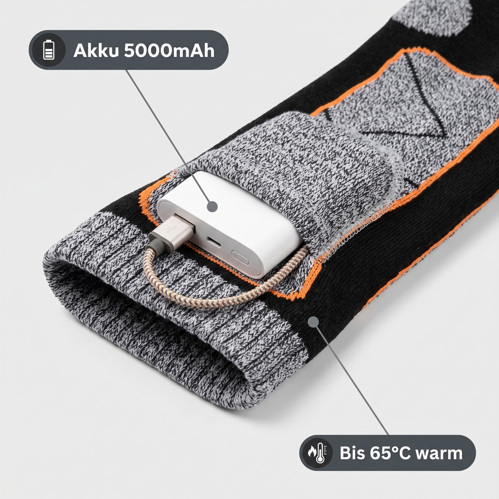 Long Heated Hiking Socks with Battery | TrekWard